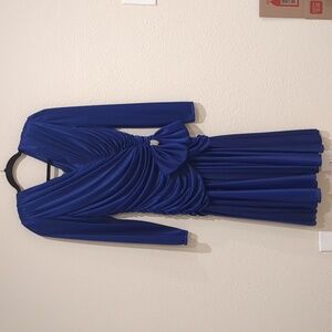 Vintage 80's Abbey Kent Drop Waist Royal Blue Dress Size 8